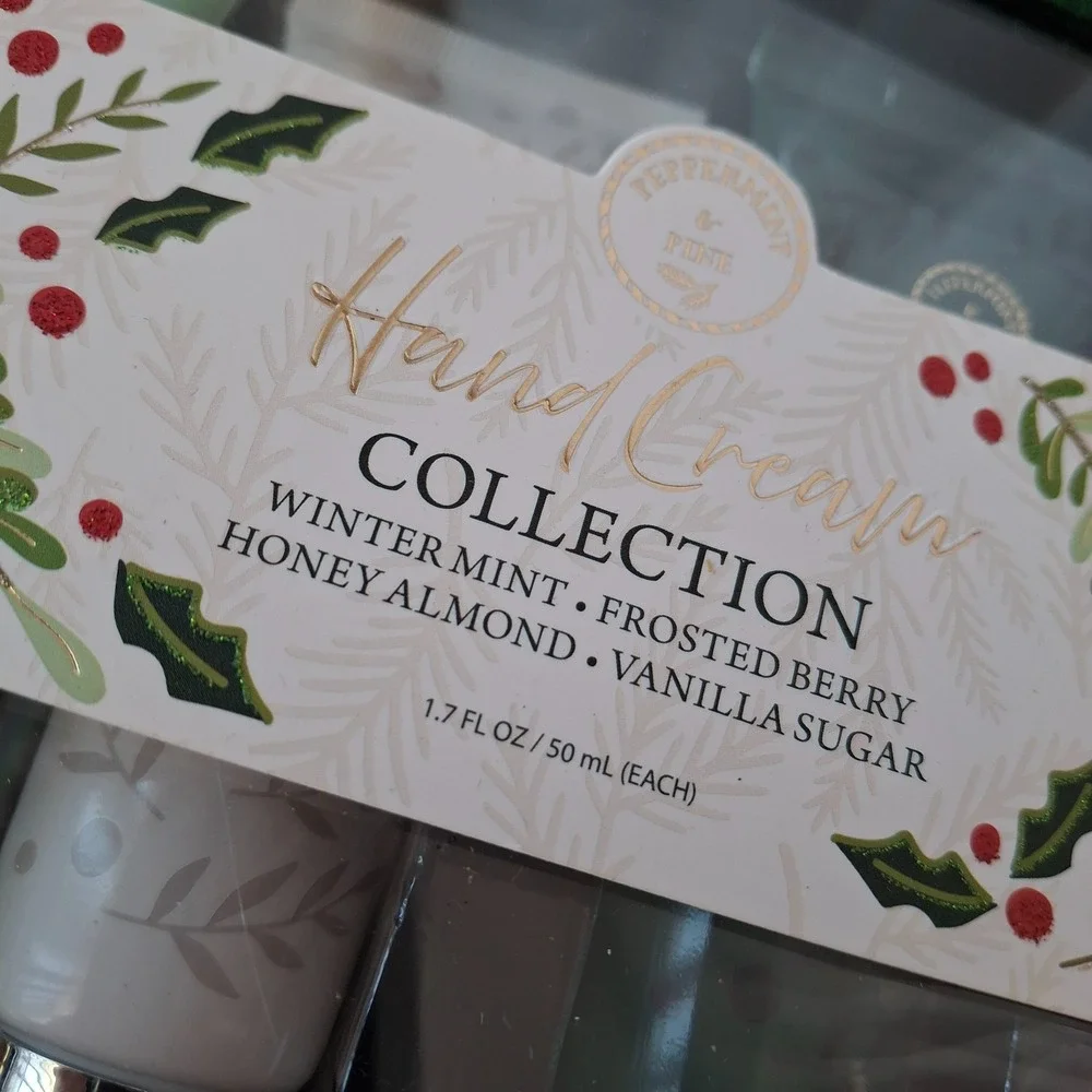 Peppermint & Pine Hand Cream‎ Gift Set Box Mint Berry Honey Almond Vanilla Sugar
